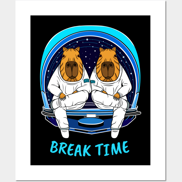 Break Time, Cute Capybara Astronauts Wall Art by micho2591